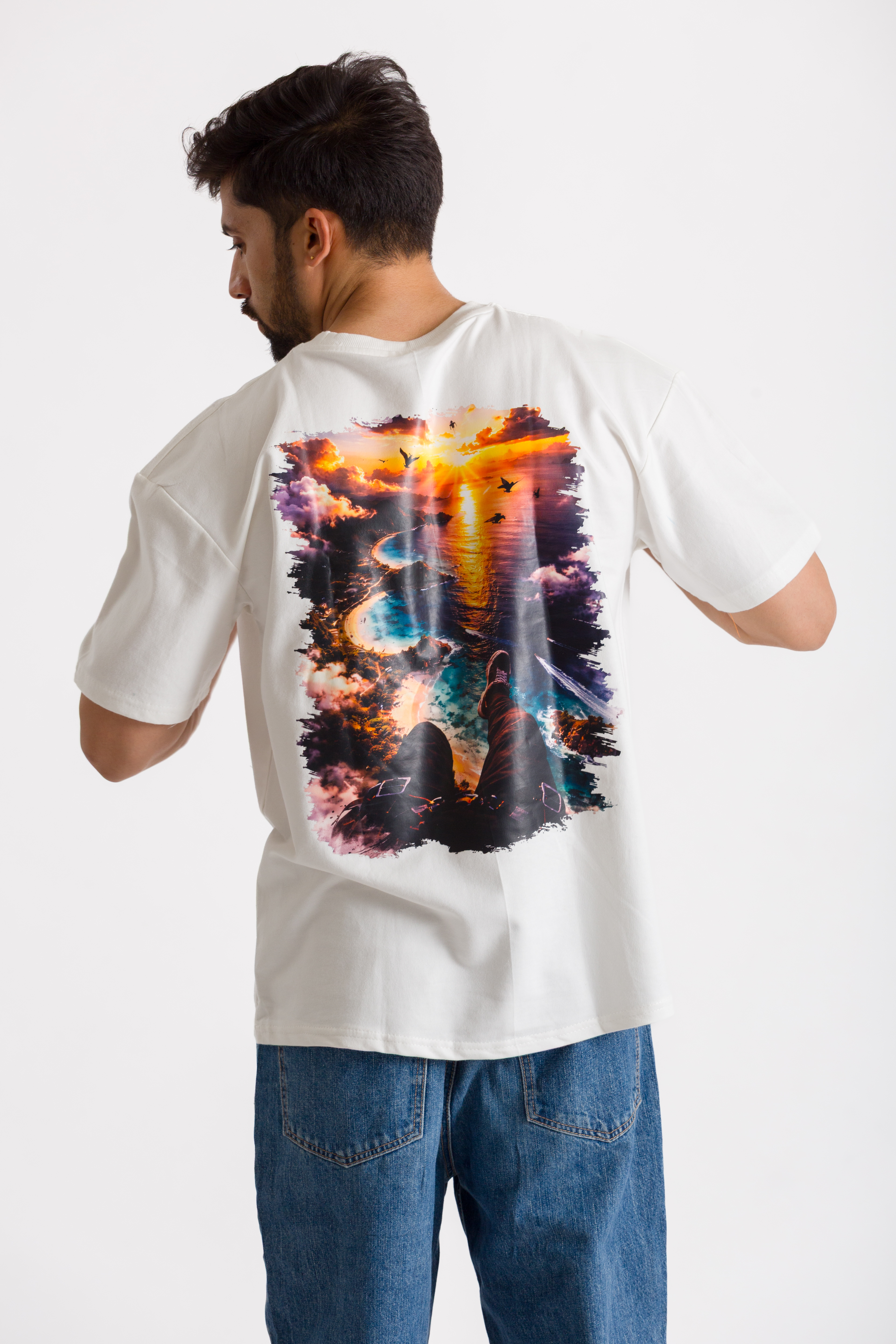 Fly High Back Printed Oversized T-Shirt